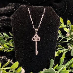 Key Pendant Moissanite with 16-18in Chain